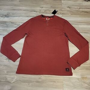 Spyder Henley‎ Shirt Mens XL Maroon Waffle Knit Long Sleeve Loungewear  NWT